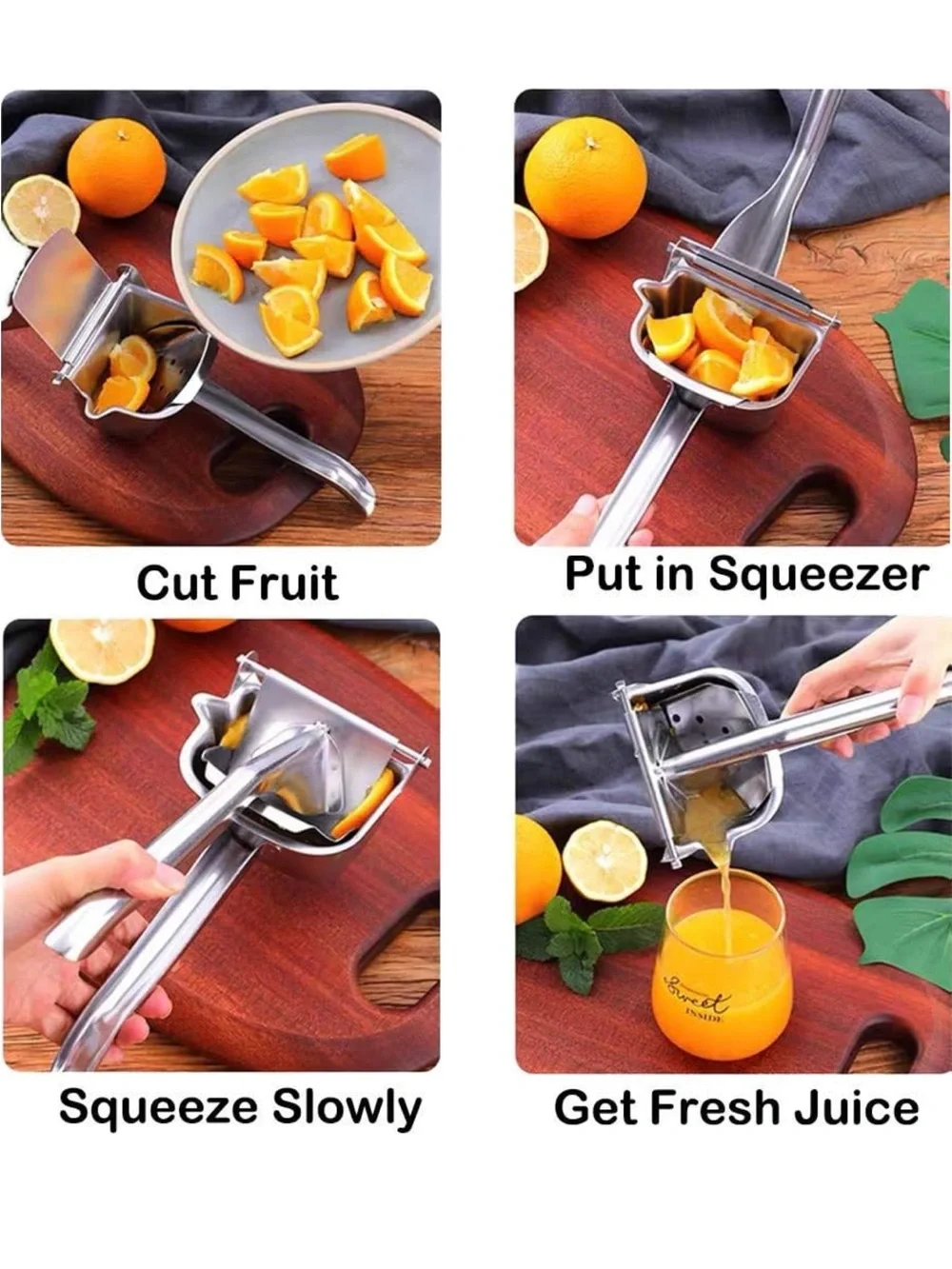 New Stainless Steel 304 Manual Citrus Juicer Lemon Orange Squeezer